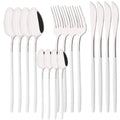 Axyaa 16Pcs Western Black Gold Dinnerware Set Stainless Steel Tableware Flatware