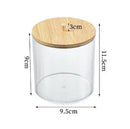 Axyaa Bamboo-Lidded Bathroom Organization Set for Powder Puffs, Cotton Swabs, Medicine Bottles