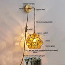 Axyaa Copper Glass LED Wall Lamp Sconce with Pull Chain Switch