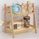 Axyaa 2-Tier Rattan Desktop Organizer Stand Shelf - Office & Stationary Storage Rack