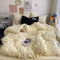Axyaa Big Eyes Full Queen Bedding Set Solid Color with Sheet Pillowcase