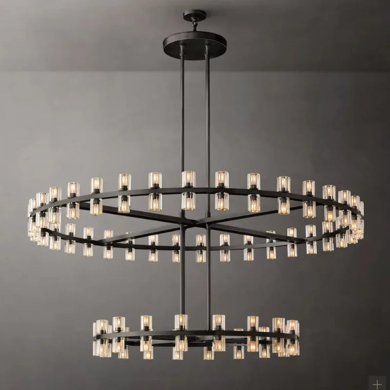 Axyaa Black Brass Crystal Chandelier - High Quality Luxury Ceiling Hanging Lamp