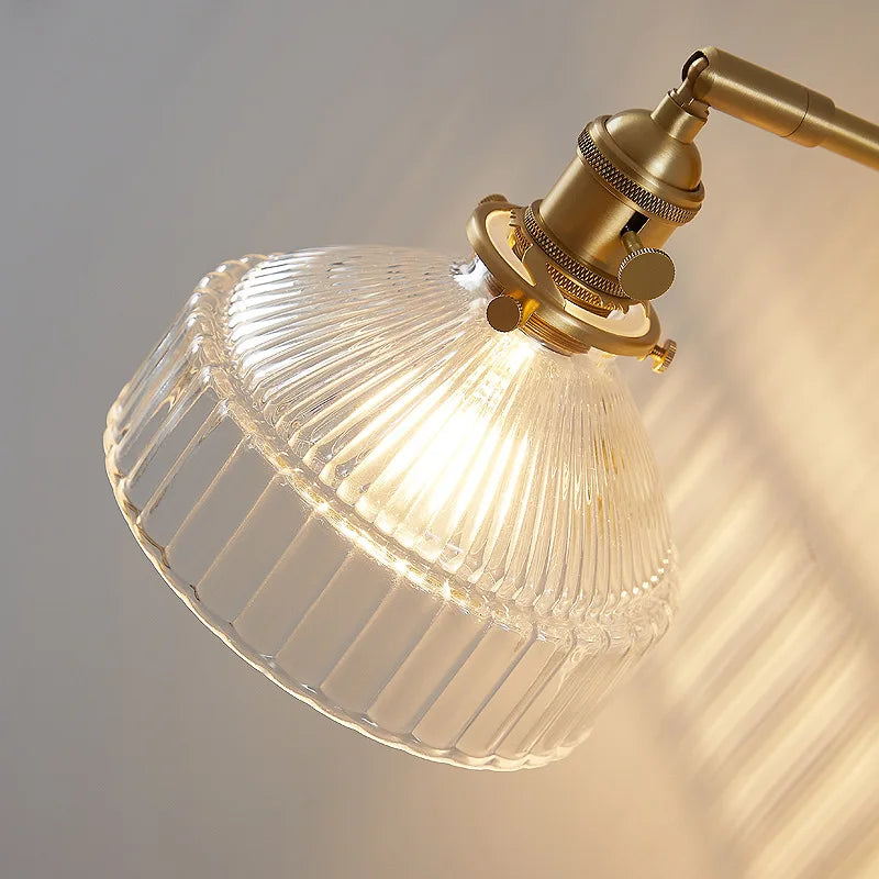 Axyaa Clear Glass LED Wall Lights Copper Pull Chain Switch Modern Wandlamp