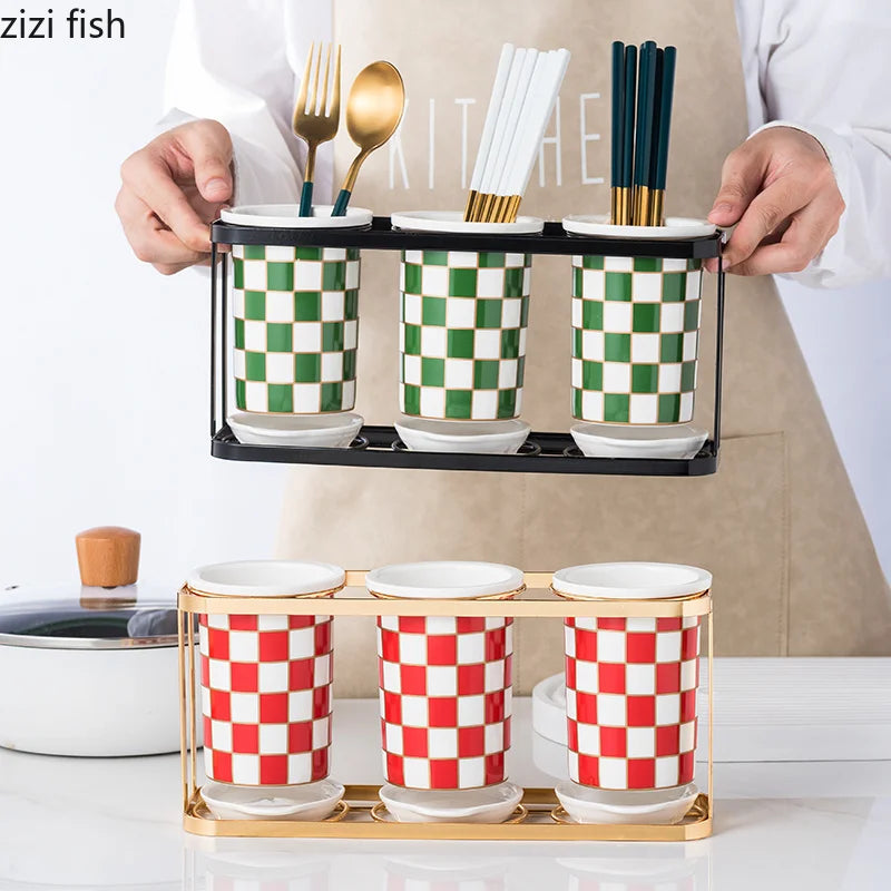 Axya Checkerboard Chopsticks Tube Storage Rack