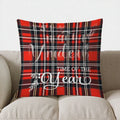 Axyaa Merry Christmas Red Plaid Holiday Pillow Cover - for Sofa, Bedroom, Car