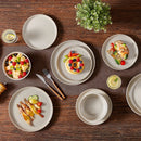 Axyaa Light-Grey Stoneware Plates Set Dinnerware 18 Piece Collection