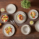 Axyaa Light-Grey Stoneware Plates Set - Dinnerware Set with Plates, Dessert, Bowls