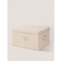Axyaa Cotton Linen Storage Box with Lid: Large Capacity Organizer for Clothes, Toys, Socks
