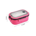 Axyaa 2-Layer Bento Lunch Box with Spoon & Fork, Leakproof Microwavable Food Container
