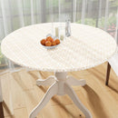 Axyaa Waterproof Fitted Round Vinyl Tablecloth for Outdoor Picnics and Camping