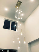 Axyaa Modern Crystal Chandelier for Living Room, LED Staircase Ceiling Light