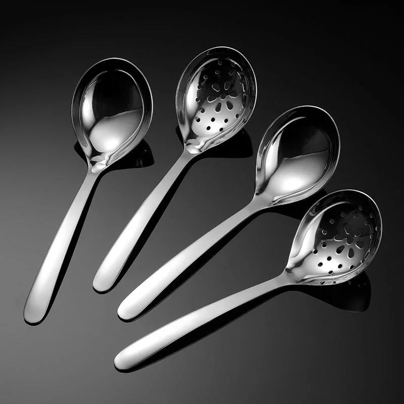 Axyaa Stainless Steel Soup Ladle Serving Colander with Long Handle