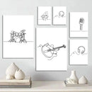 Axyaa Abstract Piano Headset Guitar Line Wall Art Canvas Minimalist Print for Living Room