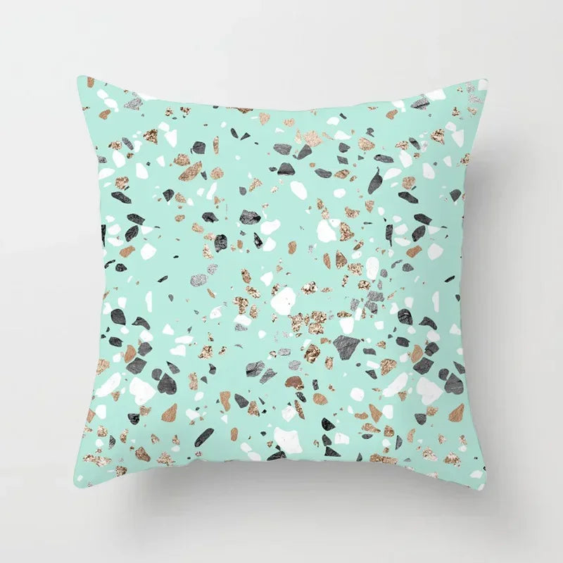 Light Blue Green Mint Geometric Print Boho Pillowcase Set by Axyaa