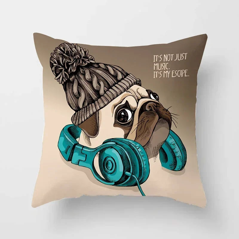 Cute Pug Bulldog Pillowcase for Living Room Decor - Axyaa Home Decor