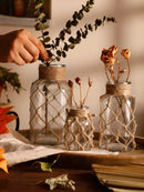 Rustic Glass Vase with Hemp Rope - Axyaa Boho Home Decor Bottle