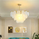 Axyaa Glass LED Chandelier: Modern Luxury Lighting Fixture for Living Room, Dining, and Bedroom