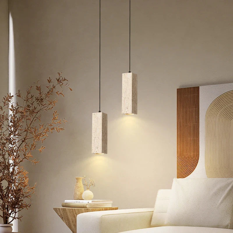Axyaa Travertine LED Pendant Lamp for Bar, Bedroom, Living Room - Small Hanging Lights