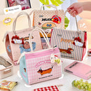 Axyaa Kawaii Puppy Insulated Lunch Bag - Large Portable Bento Pouch for Women, Girls, Kids