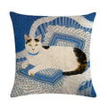 Axyaa Retro Cat Linen Pillowcase 45*45cm - Home & Sofa Decoration