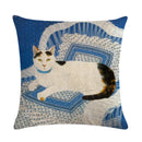 Axyaa Retro Cat Linen Pillowcase 45*45cm - Home & Sofa Decoration
