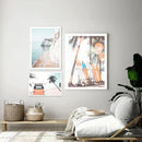 Coconut Tree Beach Surf Wall Art Canvas Print by Axyaa