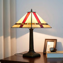 Stained Glass Table Lamp Mission Style by Axyaa - Amber Brown for Home Office