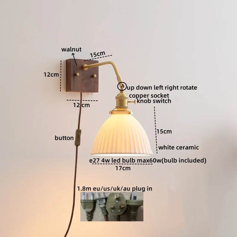 Axyaa LED Wall Sconce Pull Chain Switch Modern Style Nordic Mirror Light Fixtures