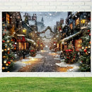 Axyaa Winter Town Scene Party Background Cloth for Home Decor & Photography