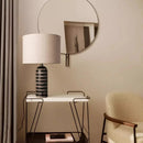 Axyaa Marble Table Lamp Black White Stripe LED Stone Fabric Lampshade