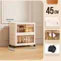 Axyaa 45cm Foldable Plastic Storage Box with Wheels, Multi-Layer Cabinet Organizer