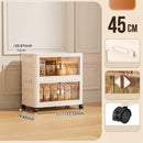 Axyaa 45cm Foldable Plastic Storage Box with Wheels, Multi-Layer Cabinet Organizer