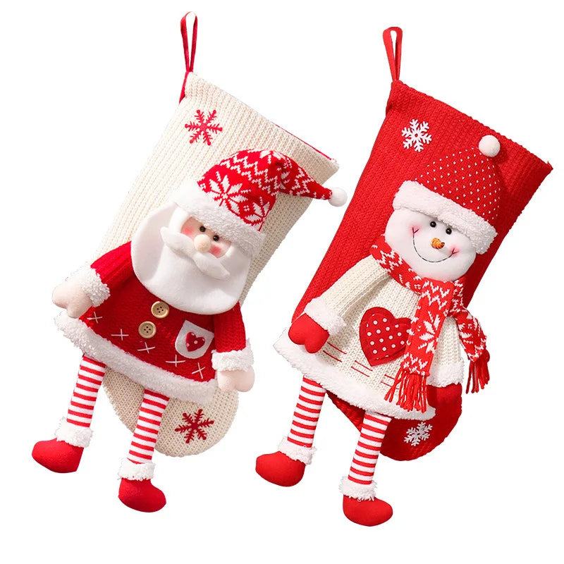 Axyaa Christmas Eve Socks: Children's Xmas Gift Candy Bag for Party Decoration