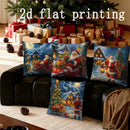 Axyaa Santa Claus Christmas Scene Pillow Cover for Sofa Bedroom Car