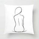 Nordic Line Drawing Cushion Cover for Home Decor by Axyaa