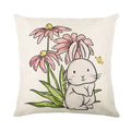 Axyaa Easter Bunny Eggs Pillowcase - 45x45cm Linen Sofa Cushion Cover