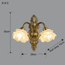 Axyaa Medieval Style Copper Wall Lamp, LED Flower Lighting for Bedroom and Living Room