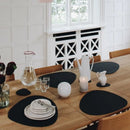 Axyaa Oval Black Faux Leather Placemats Coasters Set for Kitchen & Home