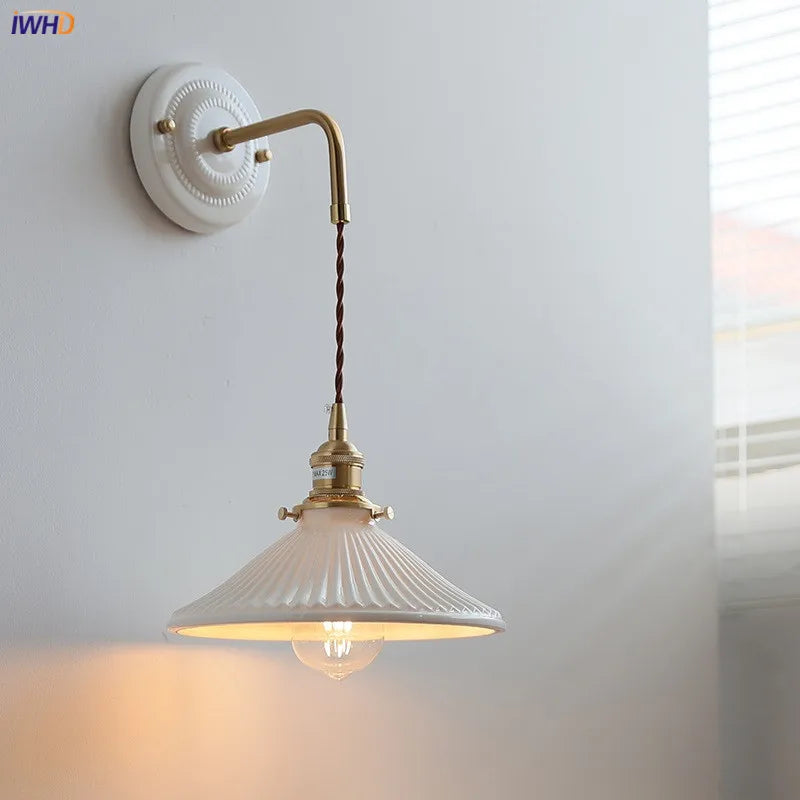 Axyaa Ceramic LED Wall Sconce with Adjustable Copper Arm