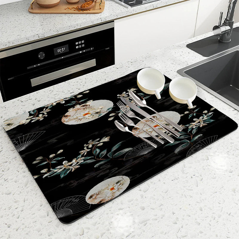 Axyaa Plant Flowers Absorbent Dish Mat Cup Drying Mats Table Decor