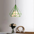 Axyaa Green Iron Metal Cage Pendant Light for Kitchen Dining Room