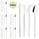 Axyaa 24Pcs Black Gold Cutlery Set Stainless Steel Tableware Luxury Dinnerware
