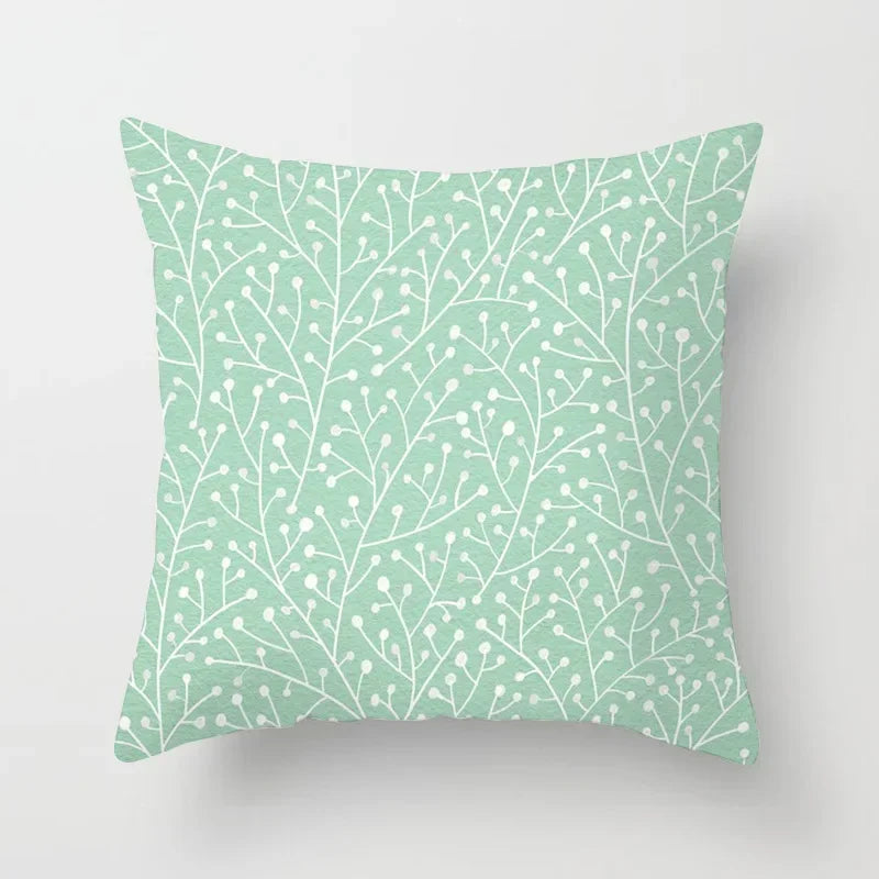 Light Blue Green Mint Geometric Print Boho Pillowcase Set by Axyaa