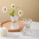 Axyaa Clear Glass Vase: Creative Irregular Folded Design for Hydroponic Flowers & Terrariums