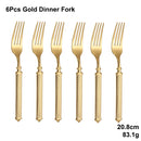 Axyaa Gold Cutlery Set Stainless Steel Mirror Sliver Fork Spoon Western Double Sided Pattern