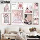 Axyaa Paris Tower Rose Flowers Motorbike Architecture Canvas Wall Art Nordic Poster