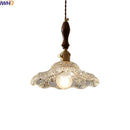 Axyaa Modern Copper Glass LED Pendant Lamp with Wood Handle