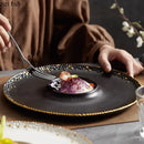 Axyaa Bead Edge Ceramic Dessert Plate for Molecular Cuisine and Sushi
