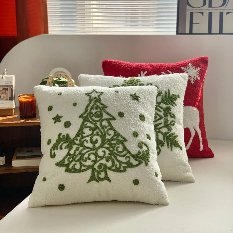 Axyaa Christmas Deer Snowflake Cushion Cover - Home Sofa Decor