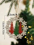 Snowflake & Christmas Tree Hanging Ornament Set - Axyaa Holiday Home Decor